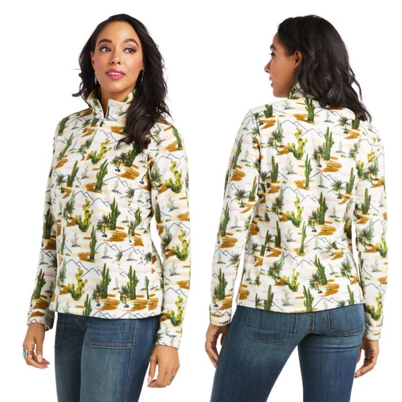 Ariat Tops - Ariat Cactus Printed Fleece 1/4 Zip Pullover